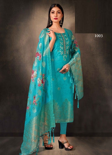 Aqua Georgette Indian women's salwar kameez with dupatta ready to wear
