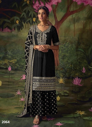 Black Georgette Indian women's salwar kameez with dupatta ready to wear