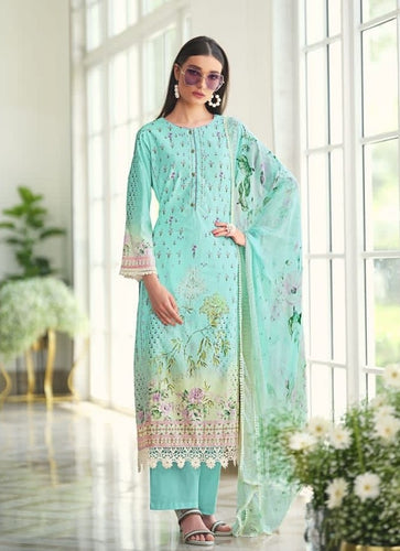 Aqua Georgette Indian women's salwar kameez with dupatta ready to wear
