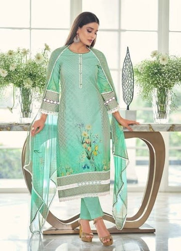 Aqua Georgette Indian women's salwar kameez with dupatta ready to wear