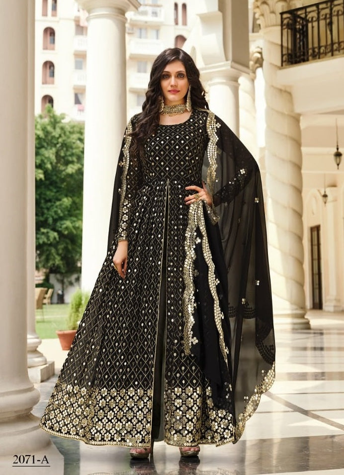Black Georgette Indian women's salwar kameez with dupatta ready to wear