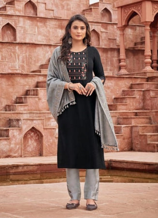 Black Georgette Indian women's salwar kameez with dupatta ready to wear