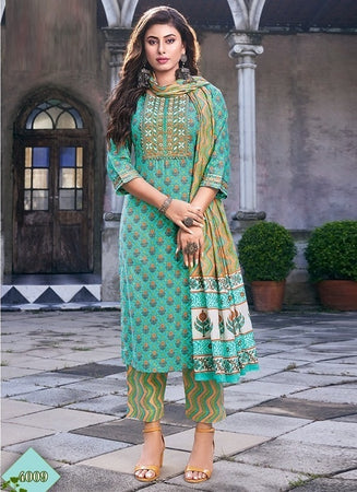 Aqua Georgette Indian women's salwar kameez with dupatta ready to wear