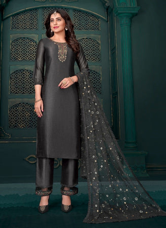 Black Georgette Indian women's salwar kameez with dupatta ready to wear