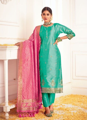 Aqua Georgette Indian women's salwar kameez with dupatta ready to wear