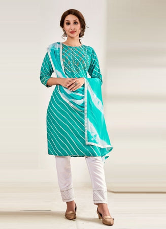 Aqua Georgette Indian women's salwar kameez with dupatta ready to wear