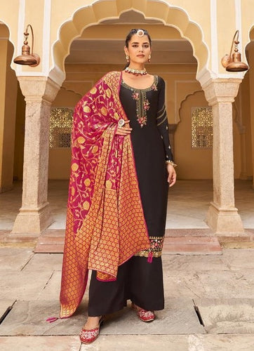 Black Georgette Indian women's salwar kameez with dupatta ready to wear