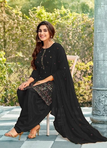 Black Georgette Indian women's salwar kameez with dupatta ready to wear
