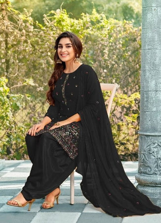 Black Georgette Indian women's salwar kameez with dupatta ready to wear