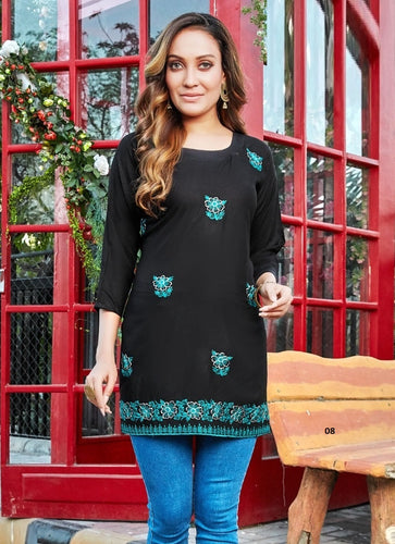 Black Georgette Indian Ethnic kurti with dupata