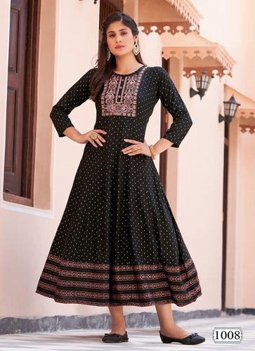 Black Georgette Indian Ethnic kurti with dupata