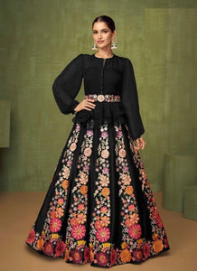Black Georgette Indian women's salwar kameez with dupatta ready to wear