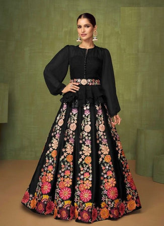 Black Georgette Indian women's salwar kameez with dupatta ready to wear