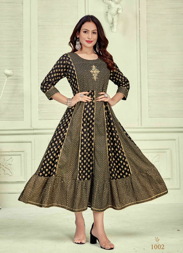Black Georgette Indian Ethnic kurti with dupata