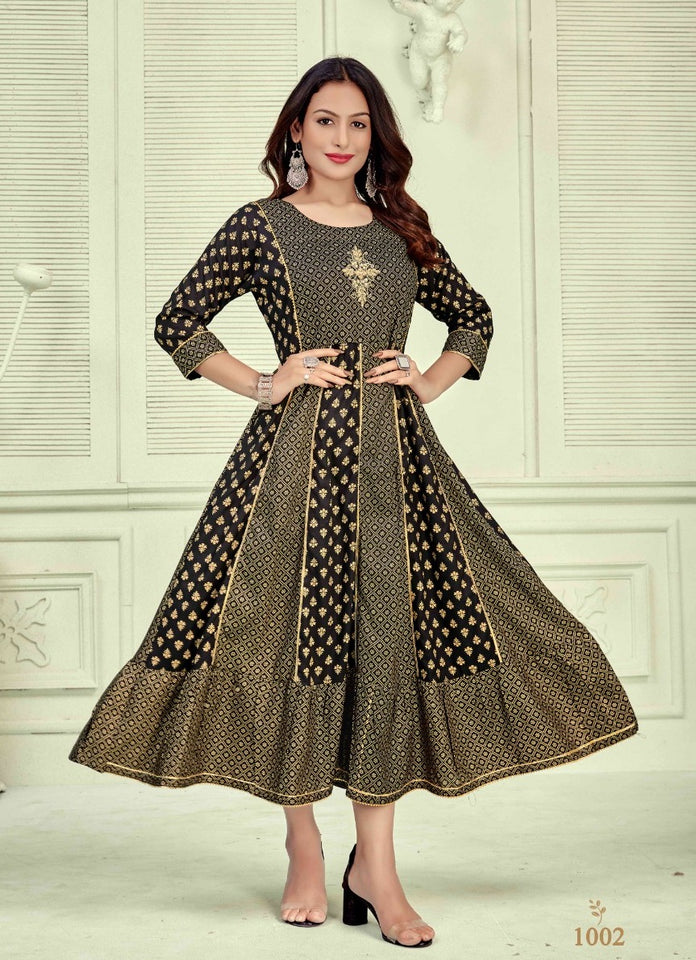 Black Georgette Indian Ethnic kurti with dupata
