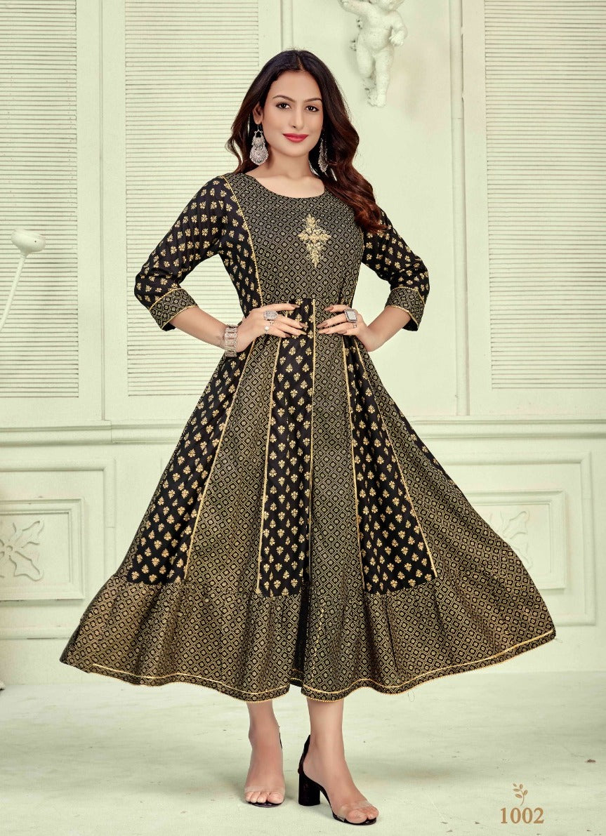Black Georgette Indian Ethnic kurti with dupata