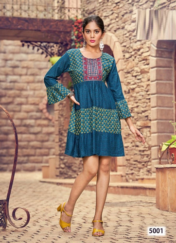 Aqua Georgette Indian Ethnic kurti with dupata