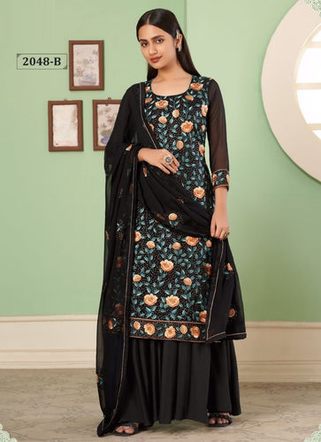 Black Georgette Indian women's salwar kameez with dupatta ready to wear