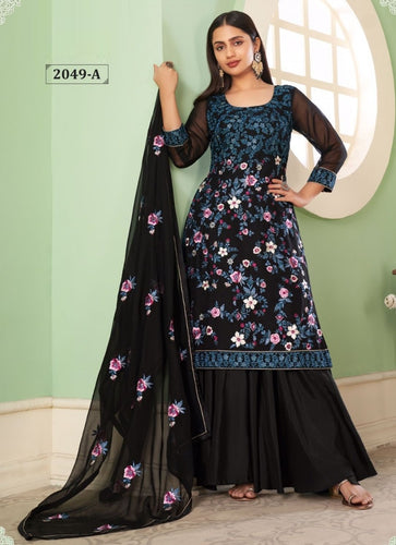 Black Georgette Indian women's salwar kameez with dupatta ready to wear