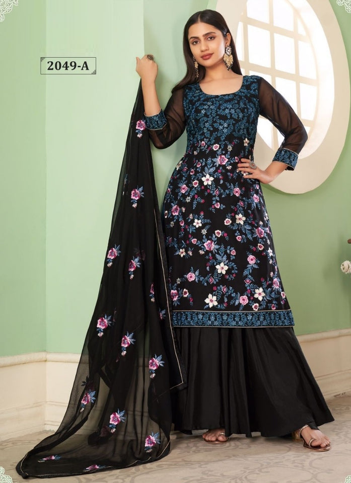 Black Georgette Indian women's salwar kameez with dupatta ready to wear