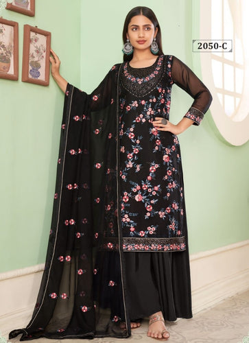 Black Georgette Indian women's salwar kameez with dupatta ready to wear