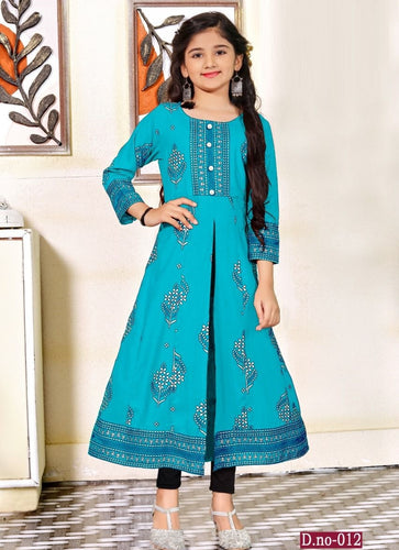 Aqua Georgette Indian Ethnic kurti with dupata