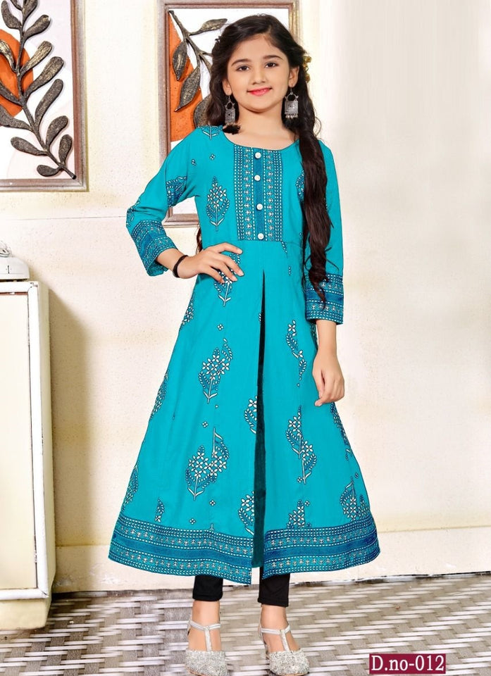 Aqua Georgette Indian Ethnic kurti with dupata