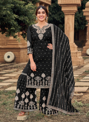 Black Georgette Indian women's salwar kameez with dupatta ready to wear