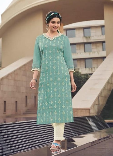 Aqua Georgette Indian Ethnic kurti with dupata