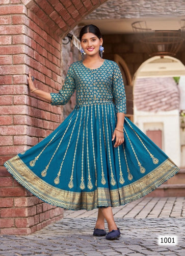 Aqua Georgette Indian Ethnic kurti with dupata
