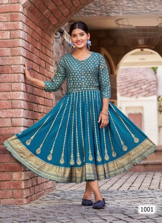 Aqua Georgette Indian Ethnic kurti with dupata
