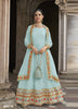 Aqua Georgette Indian women's salwar kameez with dupatta ready to wear