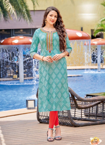 Aqua Georgette Indian Ethnic kurti with dupata