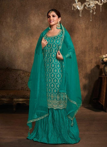 Aqua Georgette Indian women's salwar kameez with dupatta ready to wear