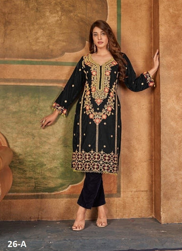 Black Georgette Indian Ethnic kurti with dupata