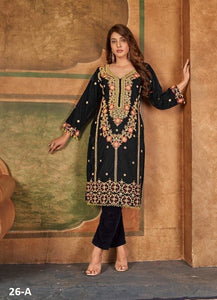 Black Georgette Indian Ethnic kurti with dupata