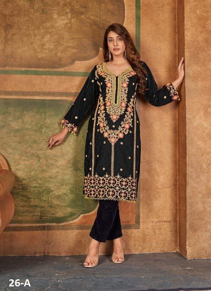 Black Georgette Indian Ethnic kurti with dupata