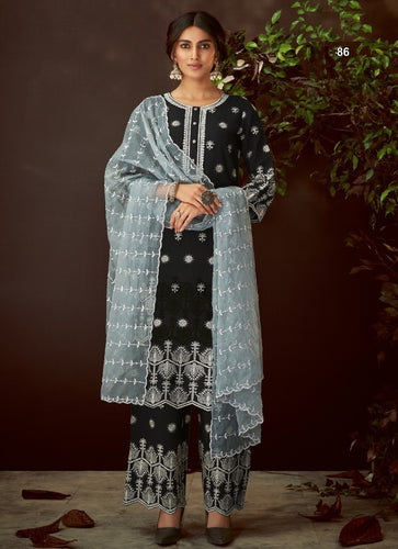 Black Georgette Indian women's salwar kameez with dupatta ready to wear