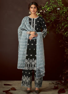 Black Georgette Indian women's salwar kameez with dupatta ready to wear