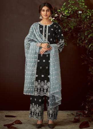 Black Georgette Indian women's salwar kameez with dupatta ready to wear
