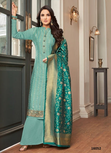 Aqua Georgette Indian women's salwar kameez with dupatta ready to wear