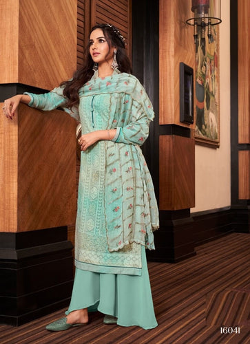Aqua Georgette Indian women's salwar kameez with dupatta ready to wear