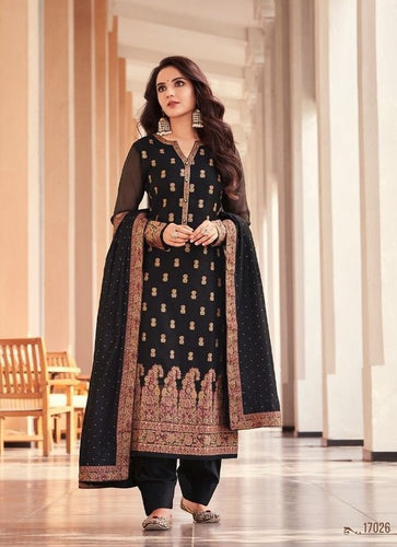 Black Georgette Indian women's salwar kameez with dupatta ready to wear