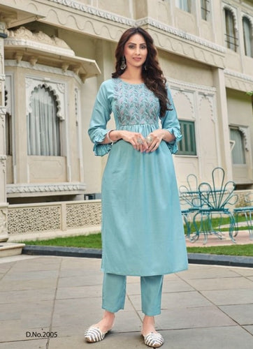 Aqua Georgette Indian Ethnic kurti with dupata