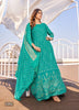 Aqua Georgette Indian Ethnic kurti with dupata