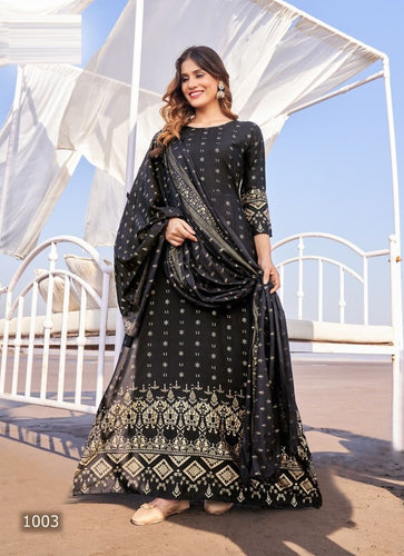 Black Georgette Indian Ethnic kurti with dupata