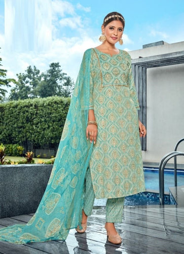 Aqua Georgette Indian women's salwar kameez with dupatta ready to wear