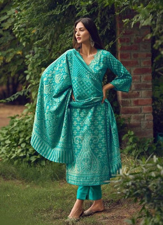 Aqua Georgette Indian women's salwar kameez with dupatta ready to wear