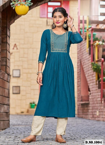 Aqua Georgette Indian Ethnic kurti with dupata