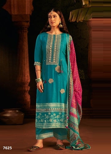 Aqua Georgette Indian women's salwar kameez with dupatta ready to wear